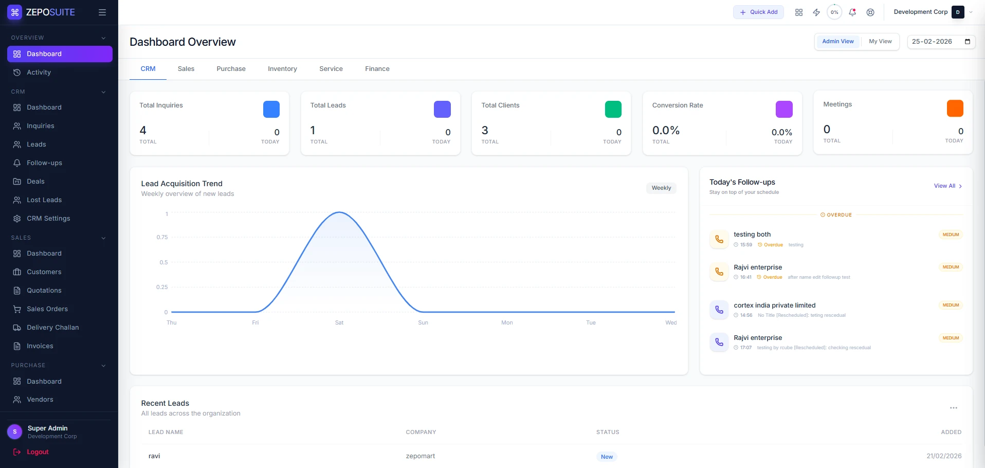Zeposuite-ERP-dashboard